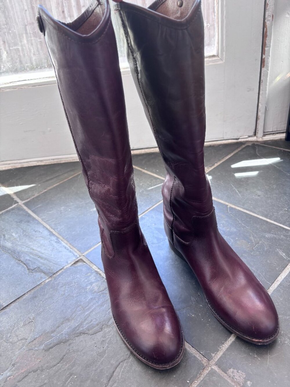 Frye Leather Pull-on Boots Melissa Button 2 Redwood Brown 7B Equestrian